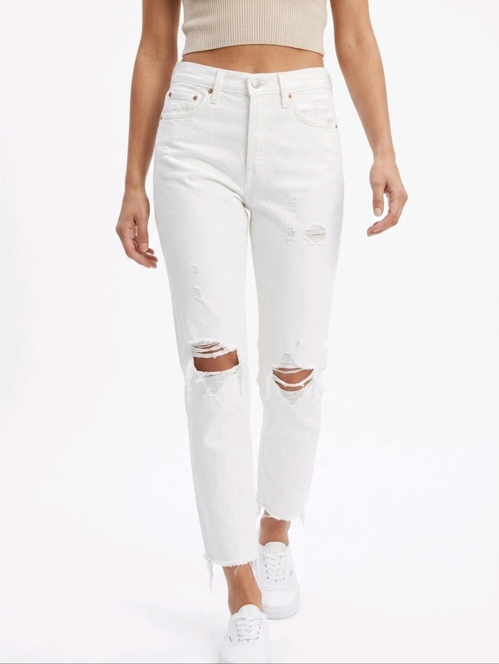 Levi's Off White "Wedge" Denim Jeans with Raw Edge Hem